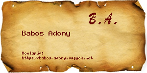 Babos Adony névjegykártya
